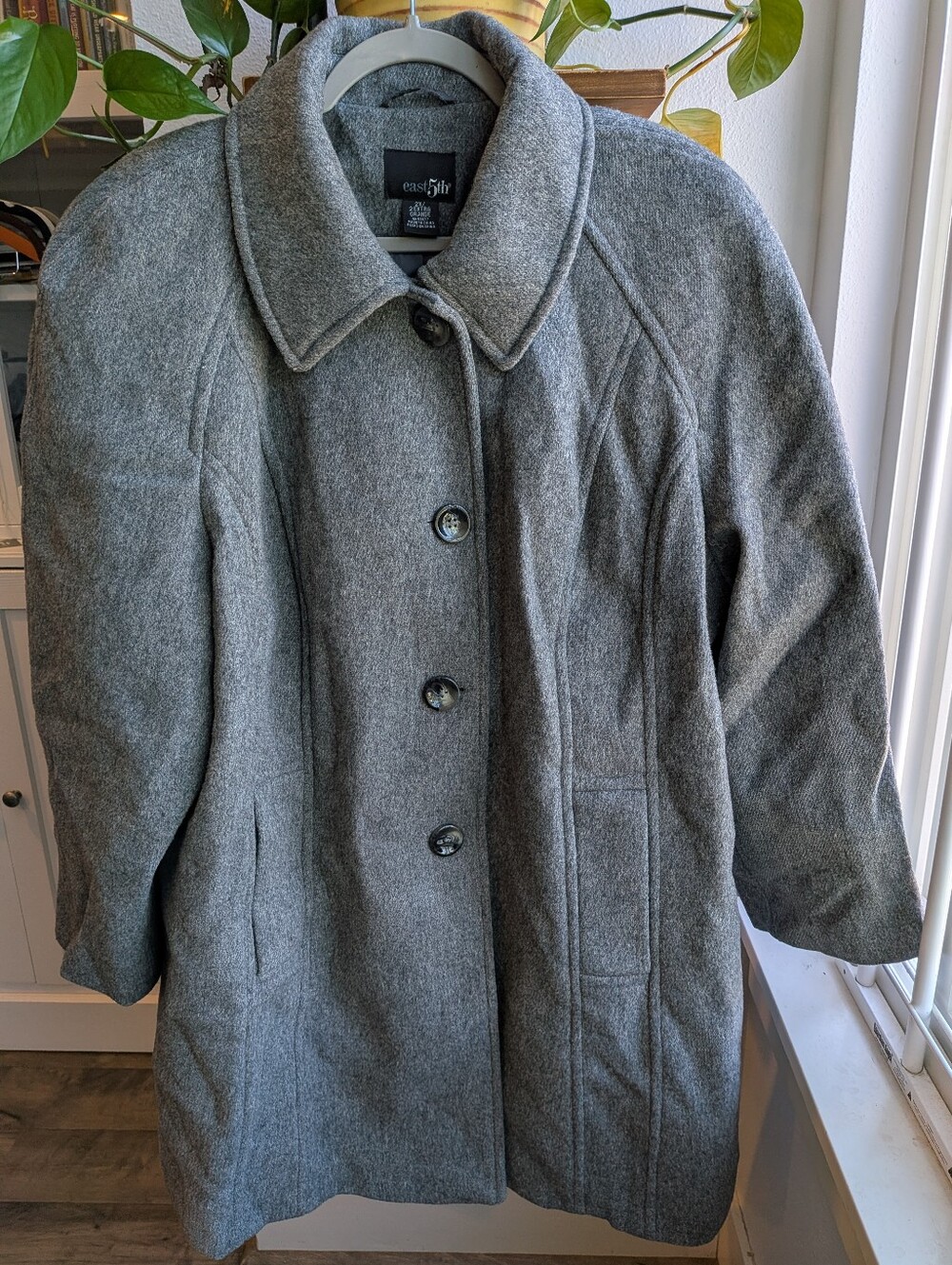 vtg east 5th gray wool blend car coat 2x dark academia oversized